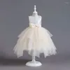Sukienki dla dziewczynek koraliki sukienki księżniczki warstwowy tiul zaprojektowany dla dzieci letnie dzieci w przyjęciu weselne 3-10T