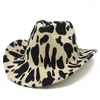 Berets Cow Fedora Hats Women Men Wool Cap Sun Hat Western Cowboy Cows Trilby Jazz Caps Curl Brim Blower Fedoras