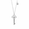 97J7 Designer Tiffanyset Pendant Halsband T Home Classic Sweater Chain Jewelry Crown Key Set Zircon Pendant Temperament Cleavicle Necklace Christmas Present