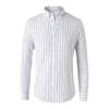 القمصان غير الرسمية للرجال قميص الأعمال الرسمي على غرار كارديجان مخططة مع طوق للدوران نحيف تصميم واحد صدر واحد