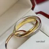 Designer Love Ring Trinity Charms For Woman Par Size 678 för Man Diamond Tricyclic Crossover T0p Quality Gold Plated 18k Officiella reproduktioner Jubileumsgåva