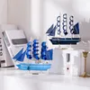 Modello di barca a vela in legno Ufficio Soggiorno Decorazione Artigianato Decorazione nautica Modello creativo Decorazione domestica Regalo di compleanno 240106