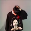 Fashion Oversize Men Sweaters Streetwear Korean Anime Girl Cotton Loose Knitwear Unisex Hip Hop Y2K Casual Pull Pullover 240106