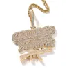 Iced Out Fashion Hip Hop Misto Quadrado Diamante 18k Banhado A Ouro Personalizado Ak47 Carta Pingente Colar de Zircão para Homens