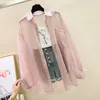 Damenblusen, Chiffon-Knopf, Sonnenschutz-Shirts, Langarm-Cardigan, Harajuku, dünne koreanische Mode, lockere Freizeitjacke, weißes Hemd, Tops