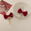 Mulheres doce bowknot grampos de cabelo meninas bonito coração pérolas pingente grampos lado franja clipes barrette headwear acessórios para o cabelo