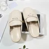 Spring/Summer New Designer Classic Thick Sole Versatile Half Slippers Round Toe Flat Bottom Lazy Triangle Slippers