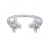 Viviennely Westwoodly Anello aperto con diamanti Gemini Anello classico punk semplice