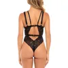 YBFDO Body de encaje calado sensual, lencería transparente para mujer, mono ajustado con espalda descubierta y anillo redondo, lencería Sexy para mujer, Body Femm 240108