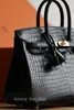10A手作りカスタムワニレアバッグファッションバッグBKゴールドバックルポータブル高品質の女性バッグ