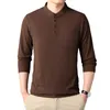 Men's T Shirts Undershirt Top Daily Holiday Breathable Button Up Casual Comfortable Long Sleeve Men Stand Collar Autumn