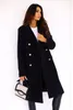 Женское шерстяное модное женское повседневное пальто на осень-зиму, офисное пальто с длинными рукавами, двубортное женское шерстяное пальто
