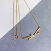 5twd Designer Tiffanyset Pendant Necklaces t Family Twisted Half Diamond Necklace v Gold High Edition Gu Ailing Same Kont Twisted Cord Chain Simple and Stylish