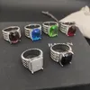 Gioielli popolari DY Donna DY Eden Emerald Diamond Eternity Anello a fascia in argento placcato platino Anello di design per donna Uomo all'ingrosso