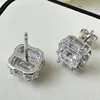 Testeur de passe en argent sterling 925 antiallergique, boucles d'oreilles carrées en moissanite de 6 mm pour fête de mariage, bijoux pour femmes, cadeau de mariée