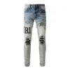 Pantaloni firmati da uomo Jeans viola Jeans Amirly High Street High Street Jeans da uomo con patch spezzata slim fit #866