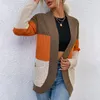 2024 디자이너 니트 카디건 여성 스프링 긴 소매 뜨개질 스웨터 재킷 캐주얼 느슨한 패치 워크 겉옷 대량 도매 의류 10519