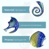 Metal Seahorse Wall Decoration with Blue Glass for Home Garden Outdoor Animal Jardin Miniature Statues Sculptures 240108