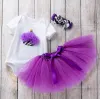 Nyfödda babyflickor födelsedag klä upp spädbarn Rose Flower Crown 1 2 romers tutus ruffle kjolar pannband 3 st babykläder zz