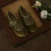 Unishuni Vintage Samt Mary Jane Schuhe für Mädchen Prinzessin Casual Flats Kinder Runde Zehen Retro Rot Grün Flats Kinder Kleid Schuh 240108