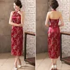 Sıradan Elbiseler Seksi Kırmızı Uzun Cheongsam Geleneksel Çin tarzı kadın sırtsız kostüm elbise ince qipao vestido boyutu S M L XL XXXL