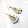 Lii Ji – boucles d'oreilles pendantes, 1 paire seulement, chrysocolle naturelle avec Dendrite Psilomelane, bijoux américains remplis d'or 14 carats faits à la main