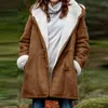 Women's Jackets Winter Coats For Women 2024 Warm Fleece Lined Distressed Hooded Faux Suede Coat Outerwear