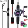 Sougayilang Fishing Rod Combo 1,7M Węgiel z włókna węglowego i kołowrotek Baitcasting z bezpłatną linią PE jako prezent Max Drag 8kg dla basu 240108