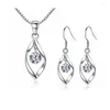 Chaînes 925 Sterling Silver Bijoux Ensembles Zircone Twist Goutte d'eau Collier Boucles d'oreilles Bijoux pour femmes Cadeau de Noël