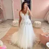 Belle dentelle Boho robe de mariée 2024 grande taille débardeur col en V une ligne robe de mariée bohème élégant Tulle pays plage robes de mariée magnifique Vestios De Novias Mariage