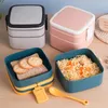 Stoviglie Portatile a 2 strati Contenitore per pranzo sano Contenitore per forno a microonde Bento Box con posate Lunchbox Alta qualità