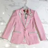 HIGH STREET est créateur de mode Blazer femmes à manches longues doublure florale boutons roses veste extérieure Rose 240108