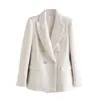 Zhuishu Frauen Jacke Frühling Onkogene Mode Zweireiher Tweed Blazer Mantel Vintage Lange Hülse Weibliche Oberbekleidung Chic Top 240108