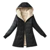 Women's Trench Coats European Style Women Jackets 2024 Winter Geometry Wave Hooded Imitation Lamb Wool Thermal Parkas Long Cotton-Padded