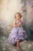 Lilac 2024 Flower Girl Dresses Appliqued Floral High Low Princess Kids Baby Girls First Birthday Dress For Wedding Party Communication Gowns