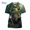Erkek Tişörtleri Moda Karikatür Hayvan Frog 3D Baskı Yaz Unisex Sports T-Shirt