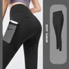 Jambières d'exercices Pantalon de yoga pêche Séchage rapide Ascenseur Ajustement de la hanche Pantalon de course avec poche latérale pour téléphone Sports de plein air JYT002