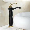 Rubinetti per lavandino del bagno Rubinetto per lavabo Vidric Lampada in ottone nero e dorato Forma a maniglia singola Foro per ponte Lavaggio vintage Miscelatore freddo