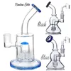 Blue/Black bong egg gourd shape mini Glass bongs dab rig showerhead tire recycler perc glass water pipes with 14 mm joint