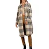 Damesjassen Dames S Vintage geruite oversized jas met reverskraag Lange mouw Wollen uitloperjack voor casual en chique look