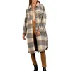 Vestes Femmes Femmes Vintage Plaid Manteau surdimensionné avec col à revers à manches longues en laine veste de vêtement d'extérieur pour un look décontracté et chic