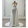 Dresses Luxury Plus Size Mermaid Wedding Dresses Bohemian Pearls One Shoulder Sweetheart Watteau Train Beach Bridal Gown Boho vestido de n