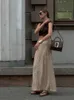 Mumaroho Autumn Winter Women Elegant Sequined Maxi Skirts Solid Gold High Waist Ladies Flare Long Skirt For Women 240108