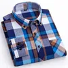 S-8XL Plaid Shirts For Men's Long Sleeve Cotton Fashion Single Patch Pocket Design Young Casual Standard-Fit Thick Flannel Shirt 240106
