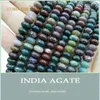 Lösa ädelstenar 5x8mm Abacus India Agate Real Natural Stone Gem Wheels Spacer Pärlor för smycken Making DIY Armband Halsband Charms