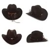 Baretten Westerse Stijl Mannen Cowboyhoed Voor Vrouwen 2024 Herfst Zwarte Brede Rand Bull Head Crul Man Vilten hoeden Jazz Cowgirl Caps