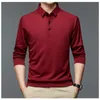 Streetwear Fashion Männer Solide Polo Shirts Frühling Herbst T-shirt Koreanische Langarm Revers Dünne Männliche Kleidung Business Tops 2023 240108