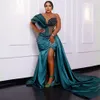 Hunter Green Sukienki na bal plus size Seksowna syrenka Wysokie rozłam Formalne wieczorne okazje suknie dla afrykańskich czarnych kobiet sukienki urodzinowe nl422