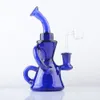 Dark green heady glass dab rigs hookah blue purple recycler oil rig smoking bong 8inch bubbler dry herb Burner Pipe 14mm banger