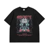 TKPA American Hiphop Gangster Print Druk Planowany i zużyta koszulka z krótkim rękawem dla mężczyzn Kobiet Hip-Hop Trend Brand Antique Tee